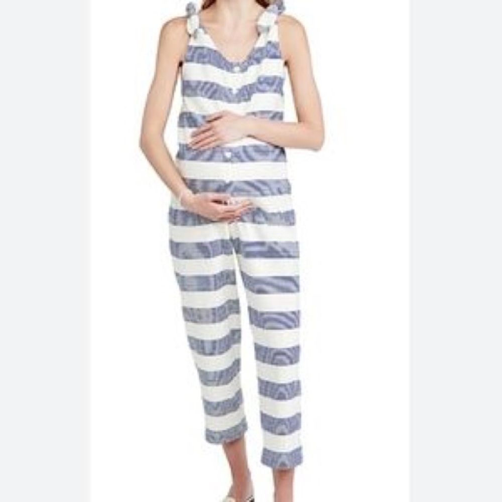 Hatch Navy and White Striped Romper